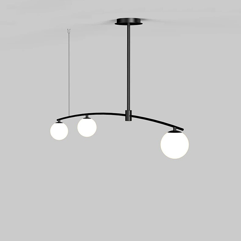 Zwarte moderne kroonluchter met matte bollen - 1LCH3