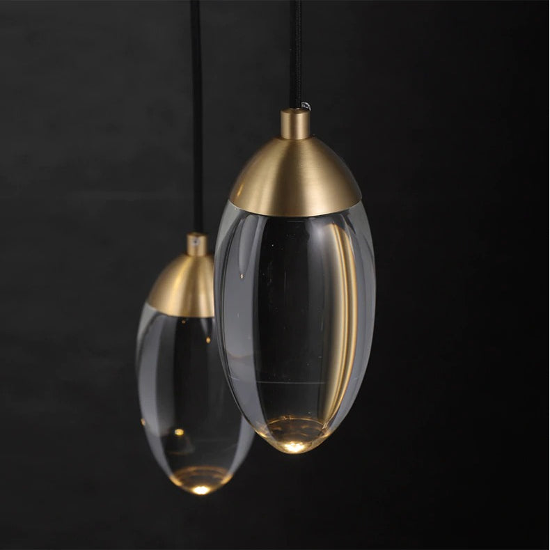 Eivormige messing kristallen hanglamp - 102CL