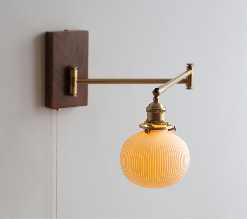 Keramische wandlamp met houten plaat - 116WL