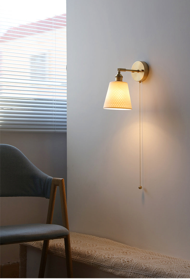 Witte keramische koperen wandlamp schans - 209ST