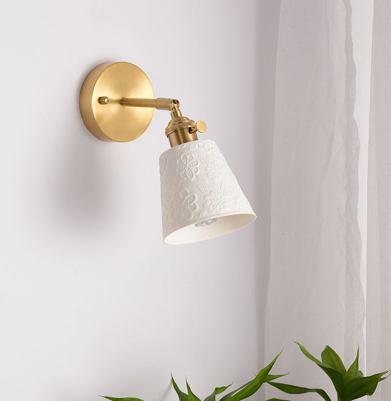 Bloem witte keramische wandlamp - 209ST