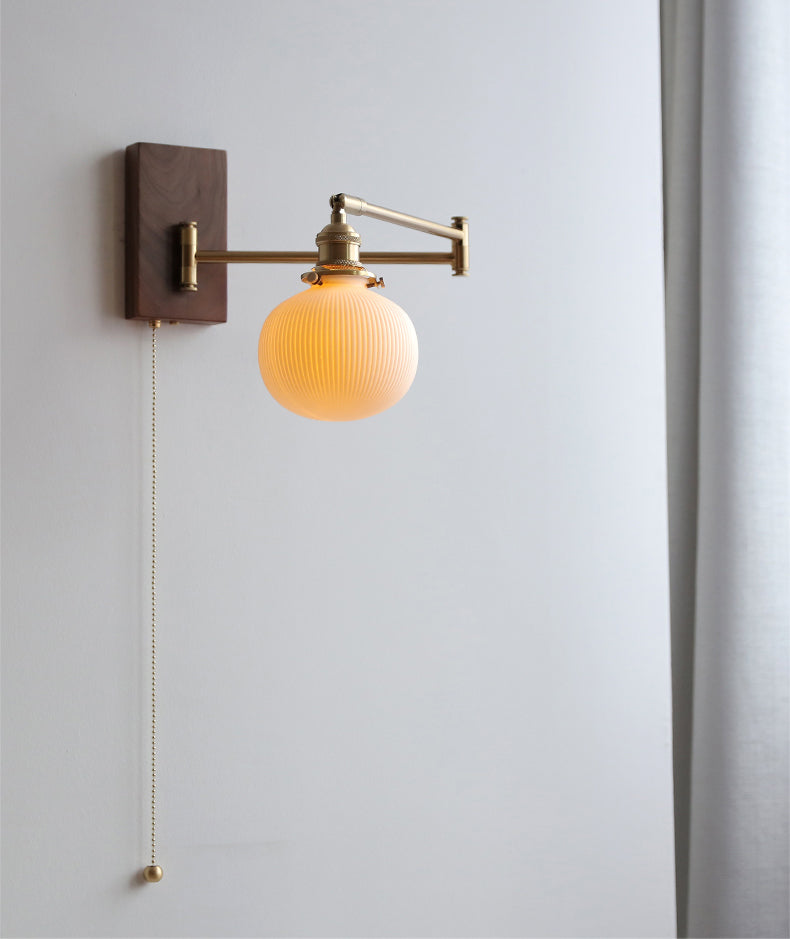 Keramische wandlamp met houten plaat - 116WL
