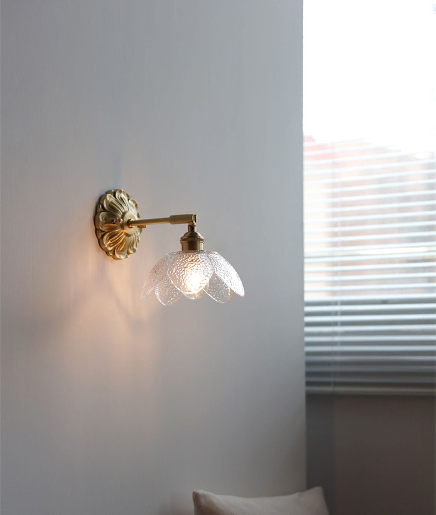 Glazen messing wandkandelaarlamp - 231GBWL
