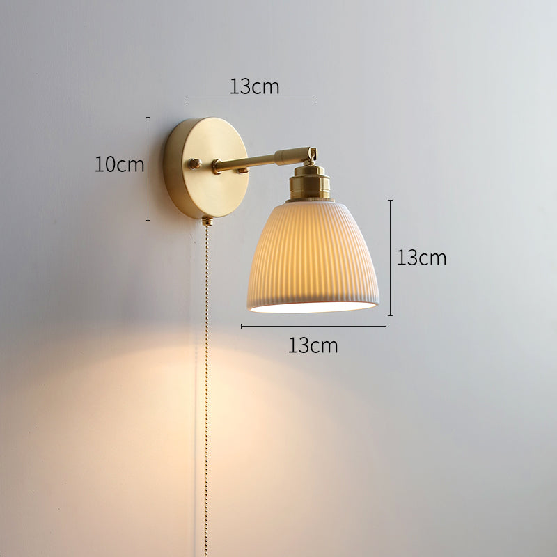 Witte keramische koperen wandlamp schans - 209ST