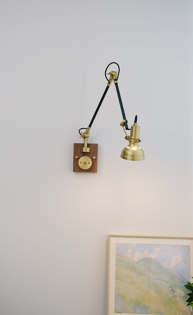 Hout Messing Wandlamp - 123WL