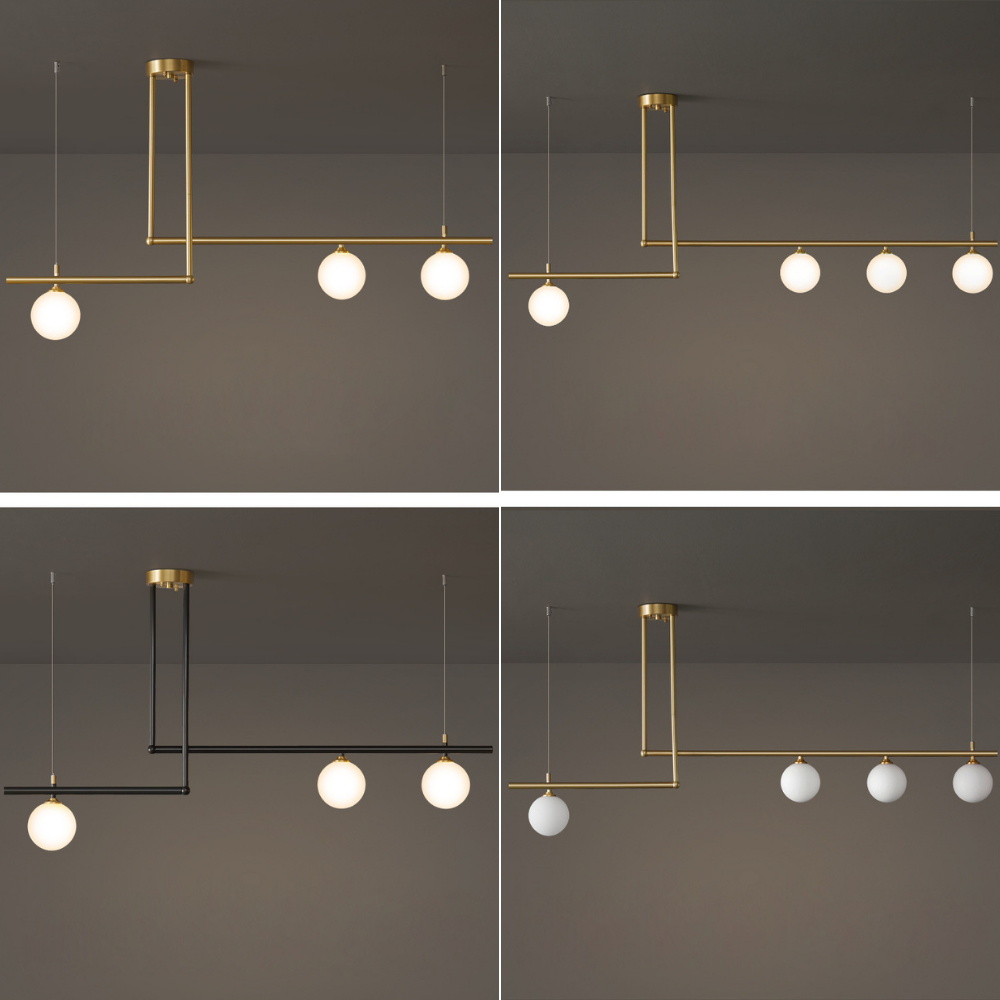 Messing Kroonluchter Met Wit Frosted Globes - 1CH1