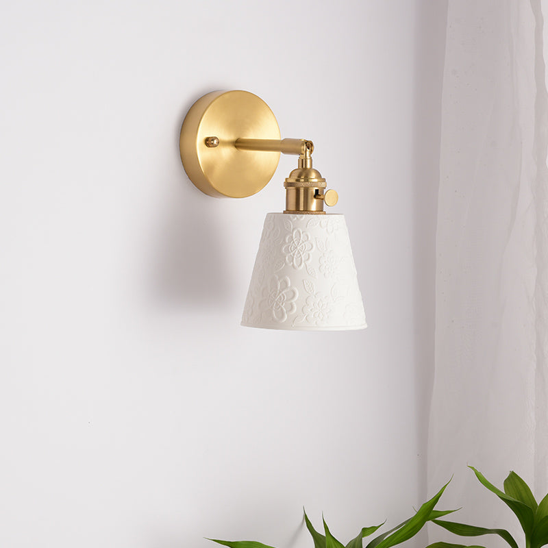 Bloem witte keramische wandlamp - 209ST