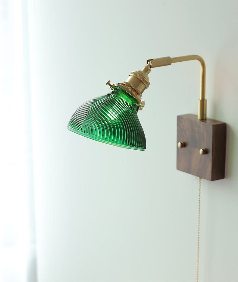 Glazen Wandlamp Met Houten Plaat - 103WL