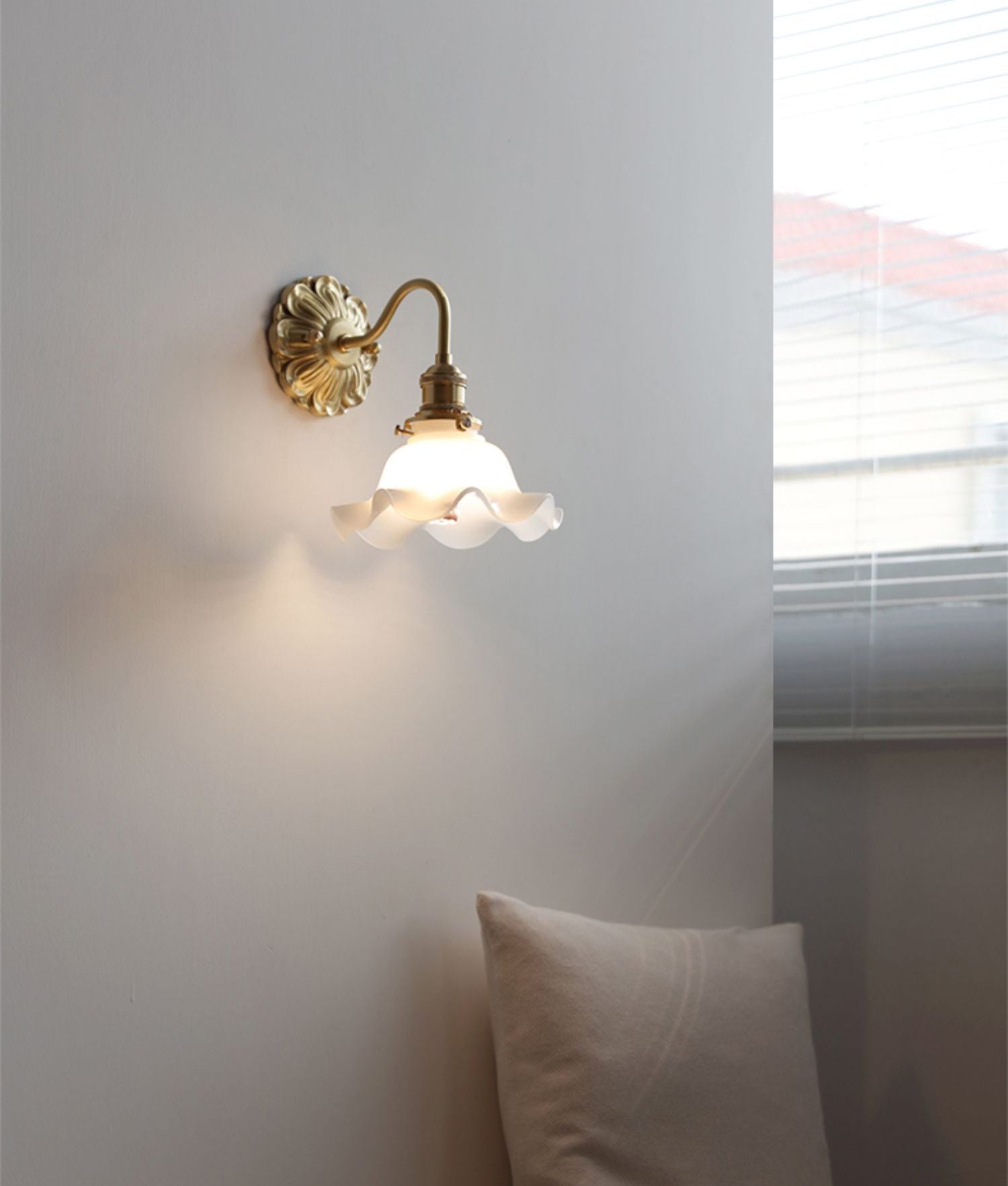 Gebogen zwanenhals glazen messing wandkandelaar licht - 230GBWL
