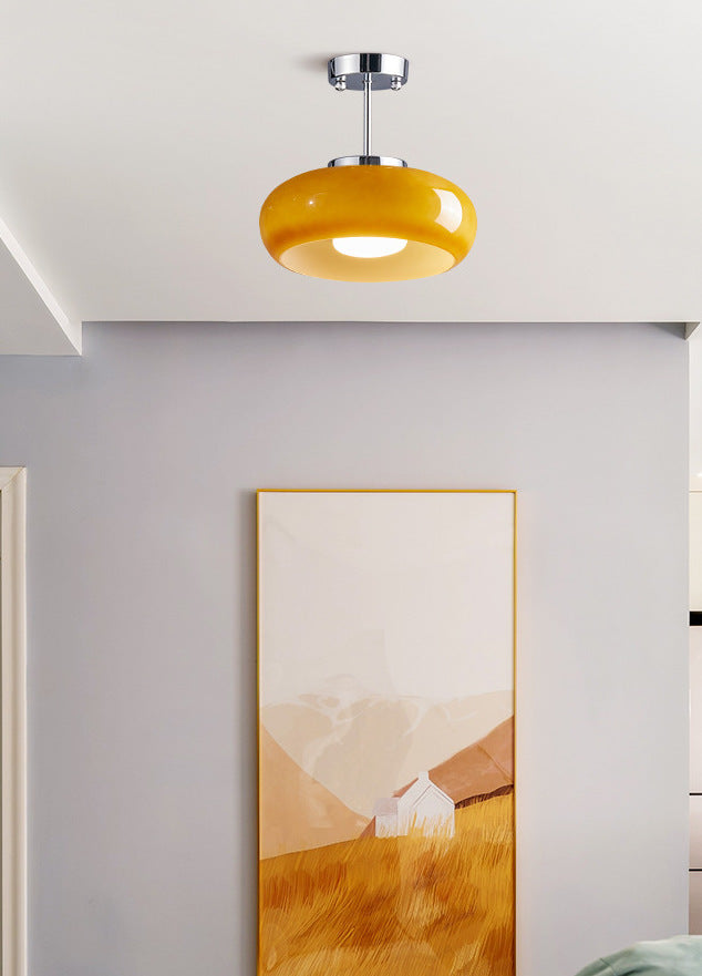 Amberkleurige retro glazen hanglamp - 231GPL