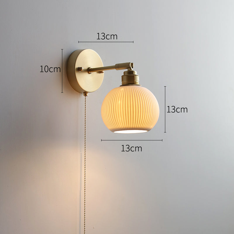 Witte keramische koperen wandlamp schans - 209ST