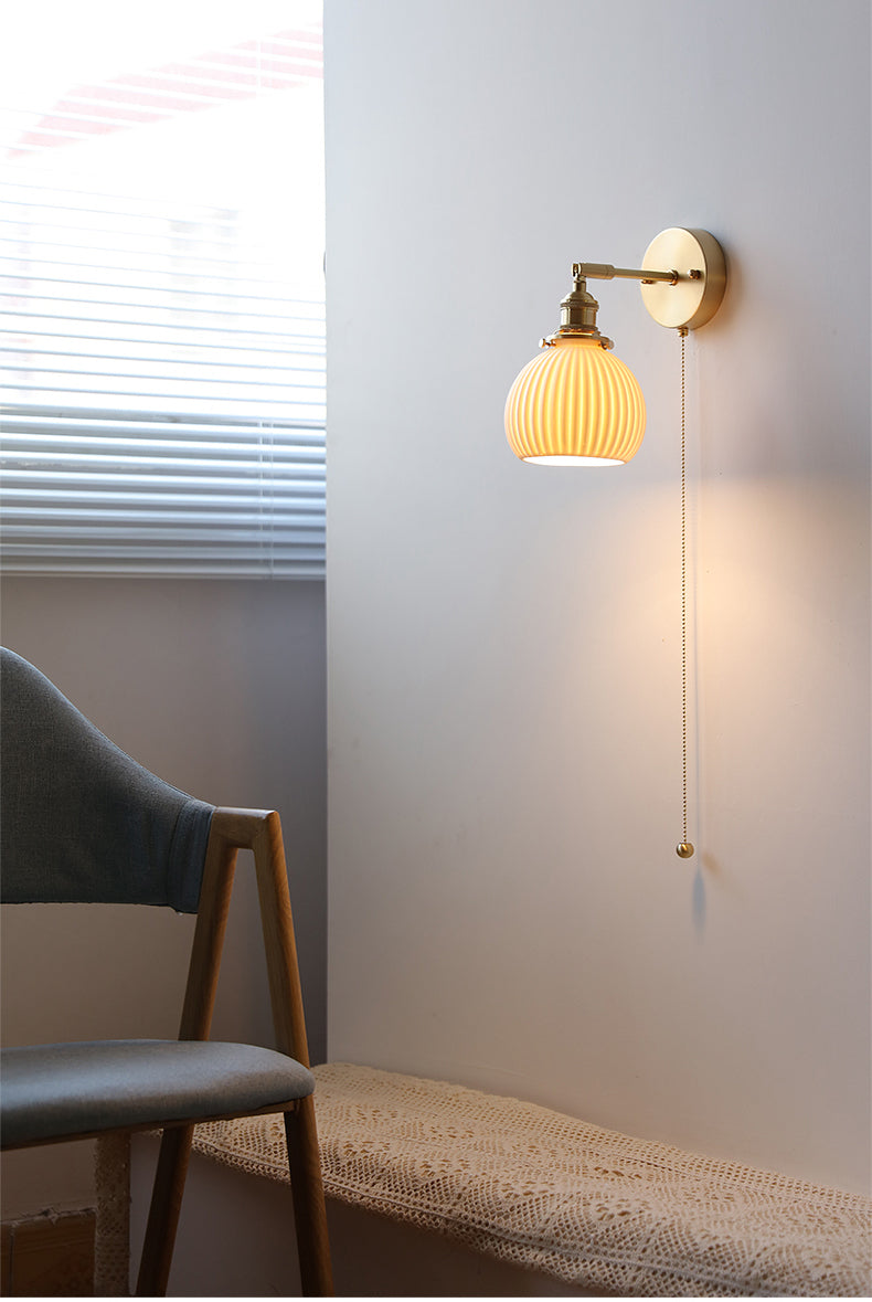 Witte keramische messing wandlamp schans - 208ST