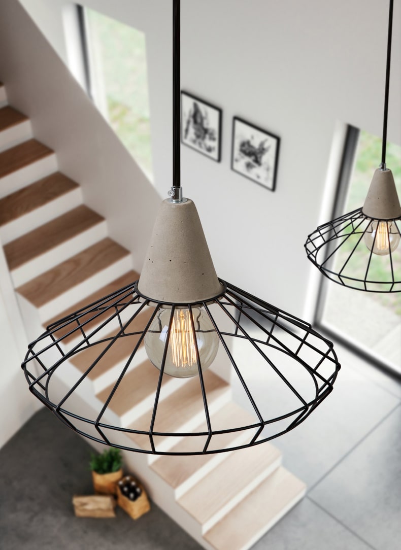 Grijze Cement Hanglamp - 105CM