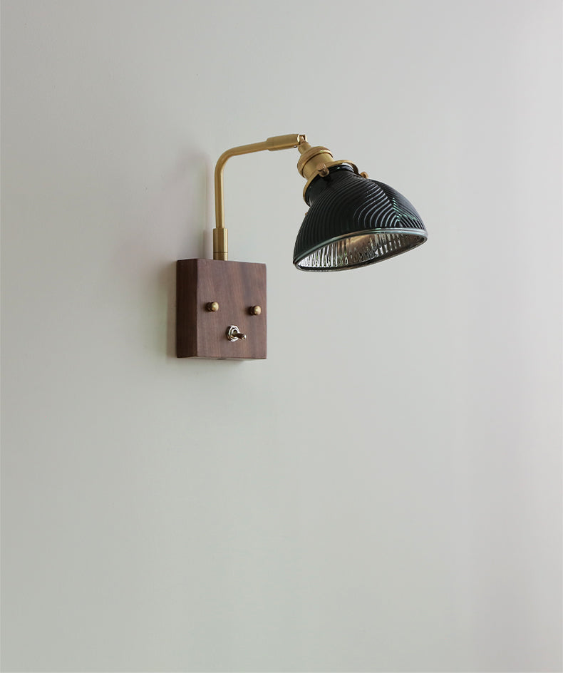 Glazen Wandlamp Met Houten Plaat - 105WL