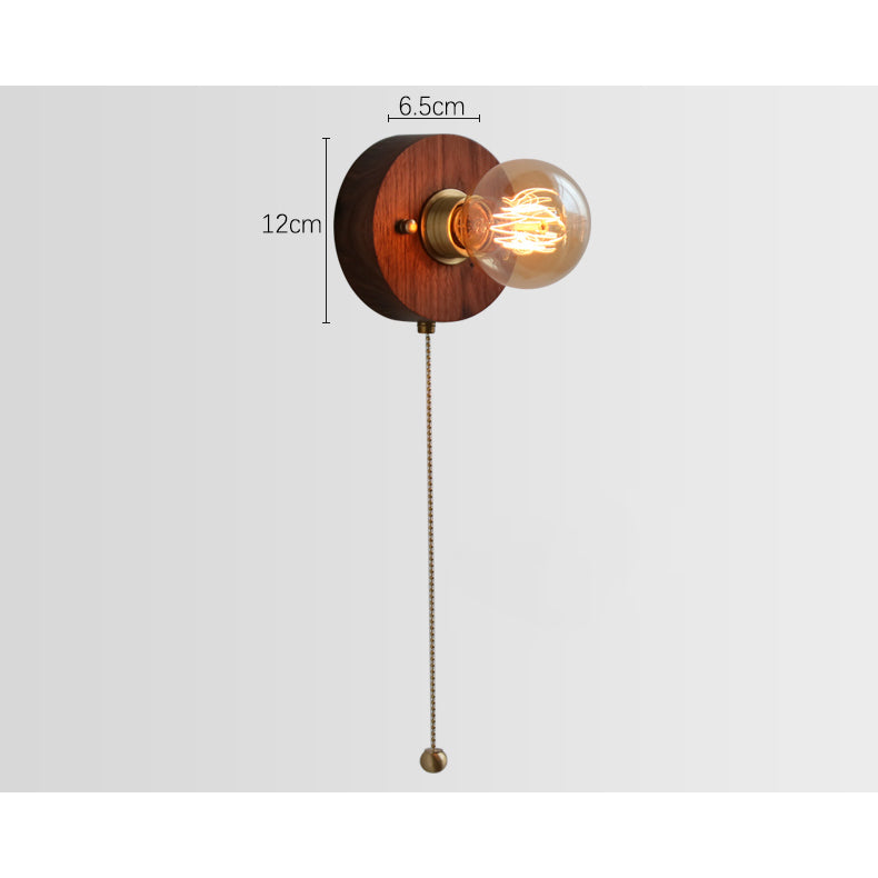 Glazen Bol Houten Wandlamp - 119WL