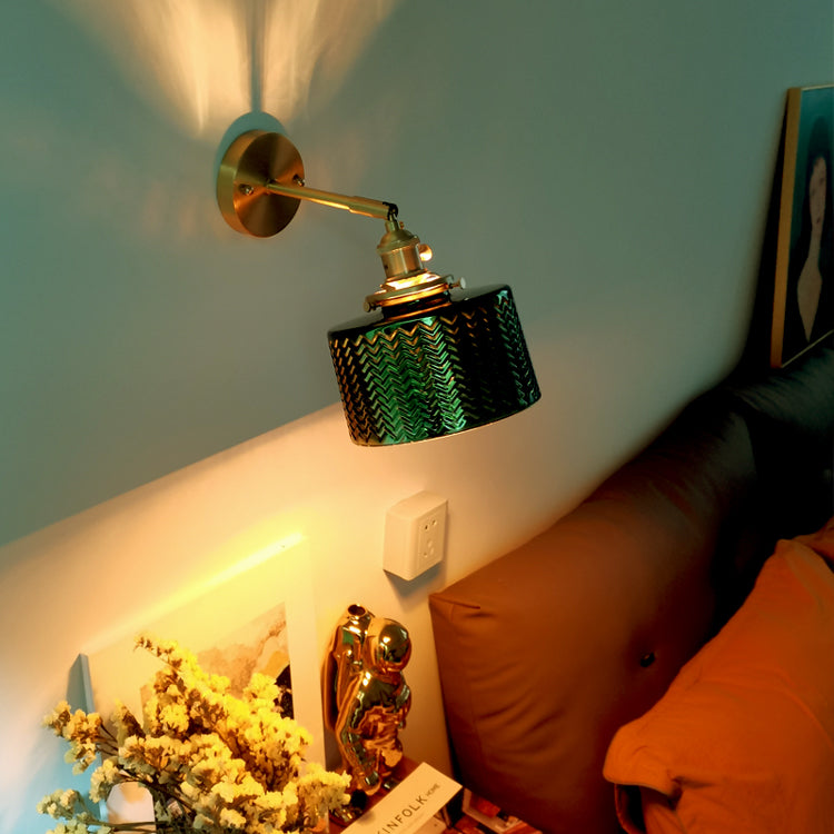 Groen glazen messing wandlamp - 232GBWL