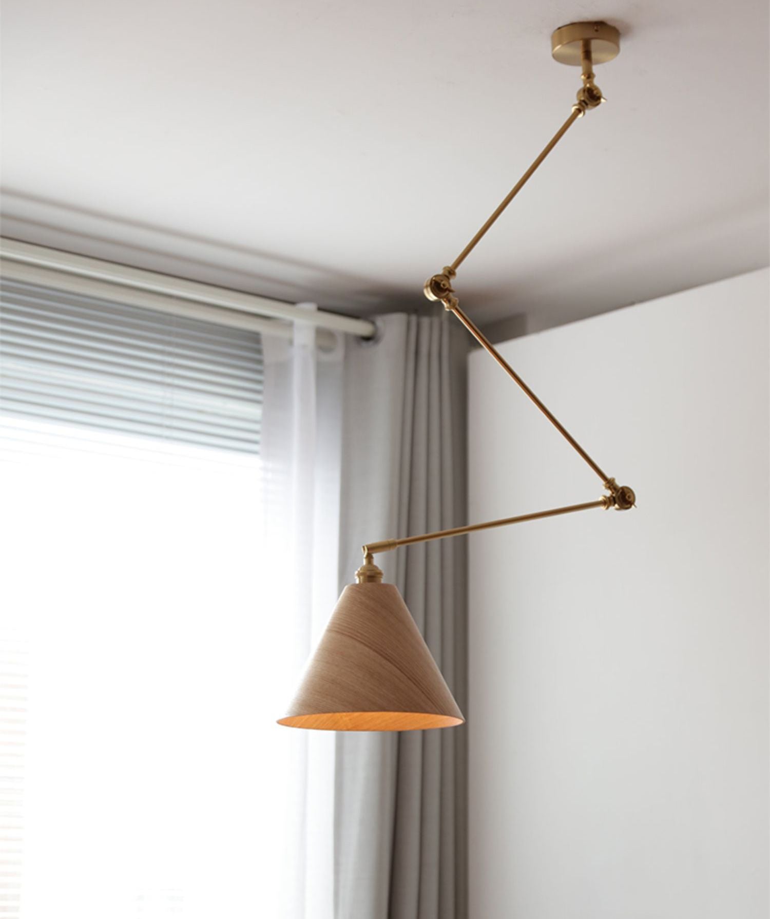 Houten messing hangende staaflamp - 101RPL