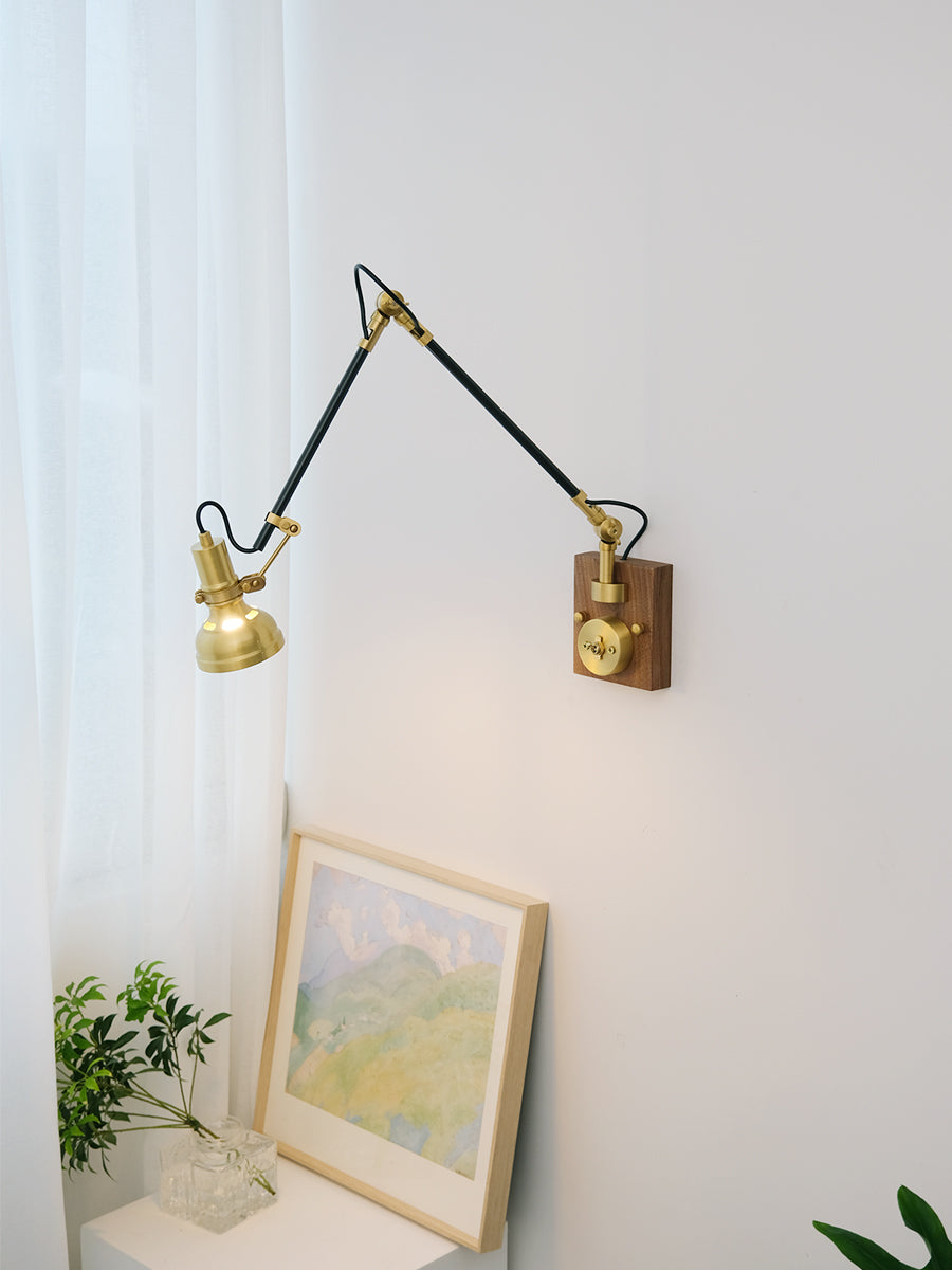Hout Messing Wandlamp - 123WL