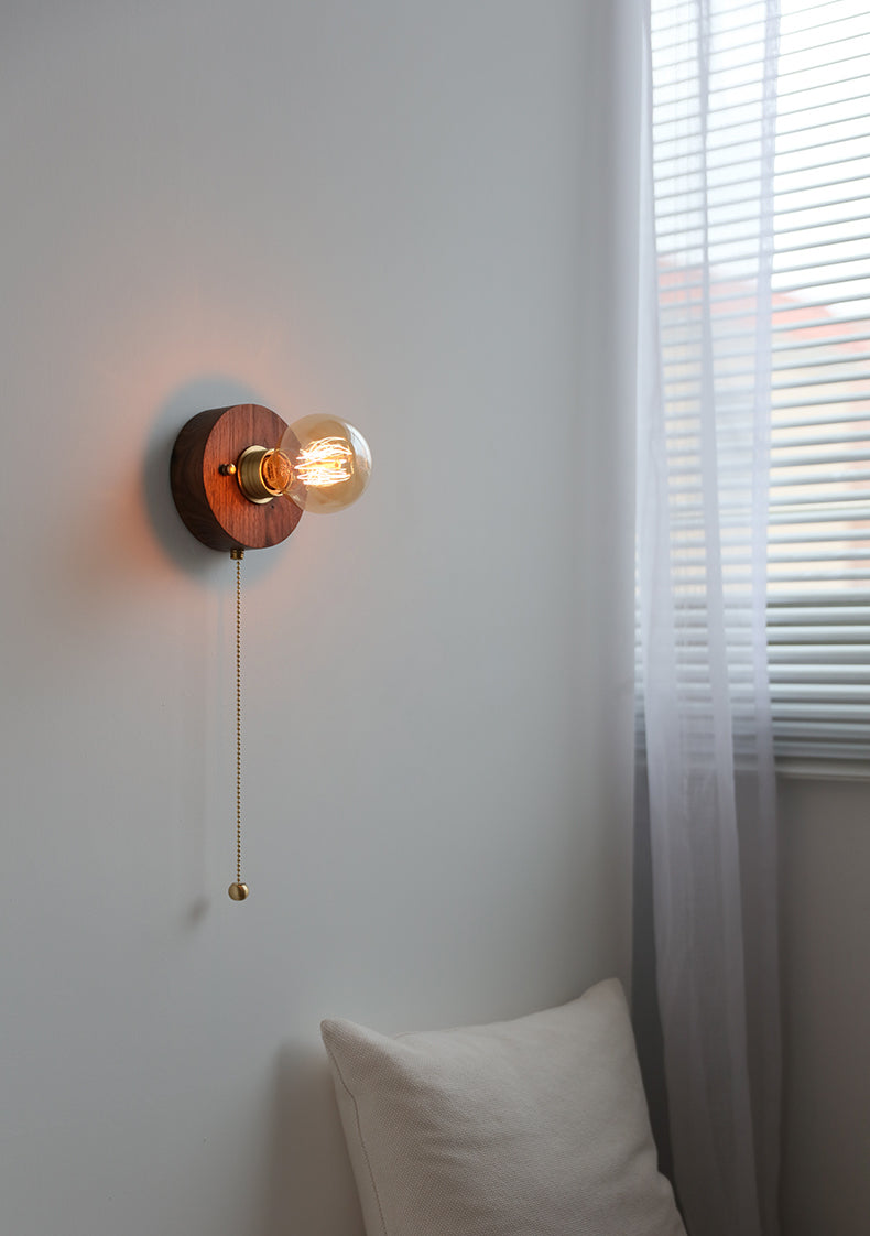 Glazen Bol Houten Wandlamp - 119WL