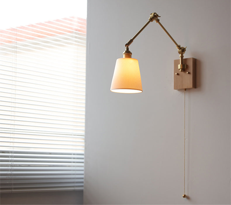 Keramische Wandlamp Met Eikenhouten Plaat - 115WL