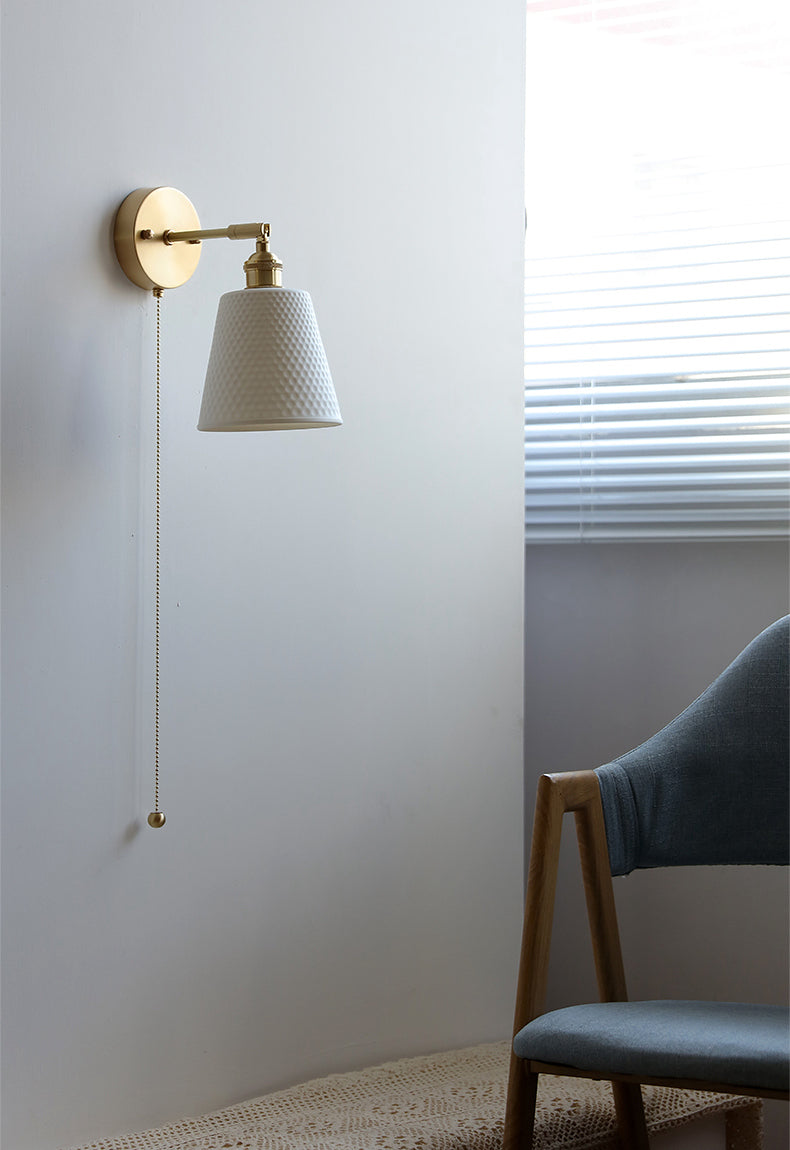 Witte keramische koperen wandlamp schans - 209ST