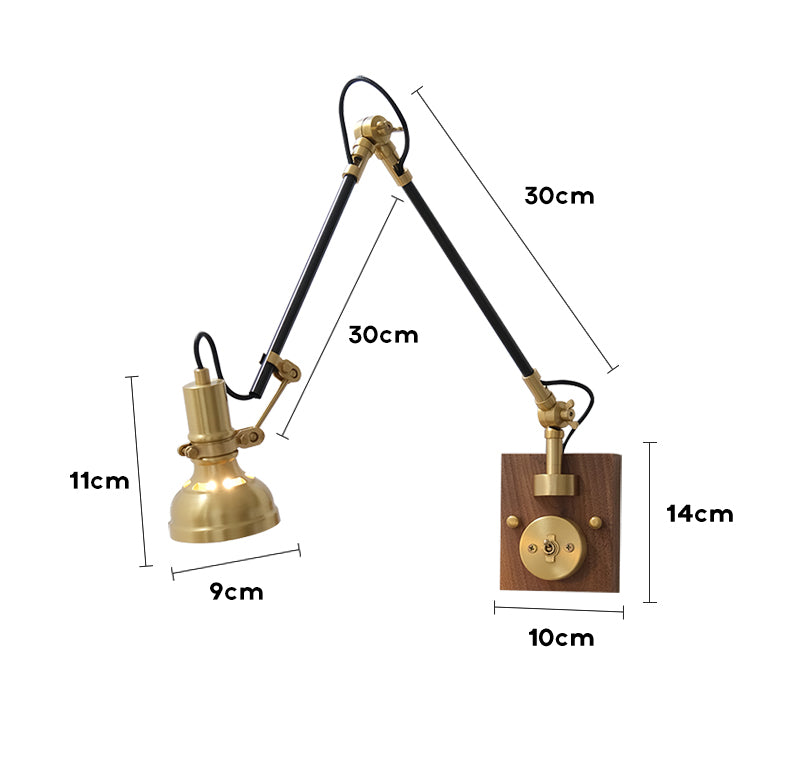 Hout Messing Wandlamp - 123WL