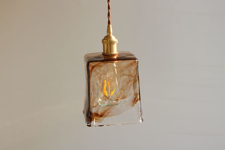 Amberkleurige glazen hanglamp - 220GPL