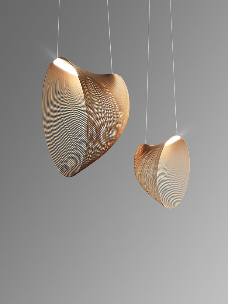 Hanglamp met houten ring in Japandi-stijl