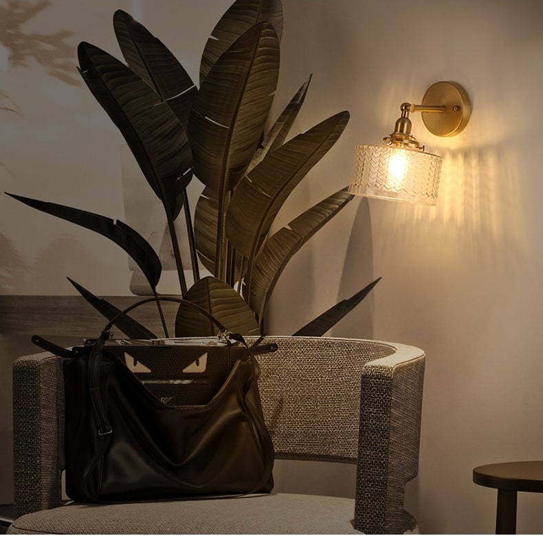 Glazen messing wandlamp - 221GBWL