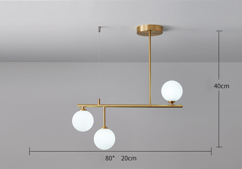 Messing Kroonluchter Met Wit Frosted Globes - 1CH5