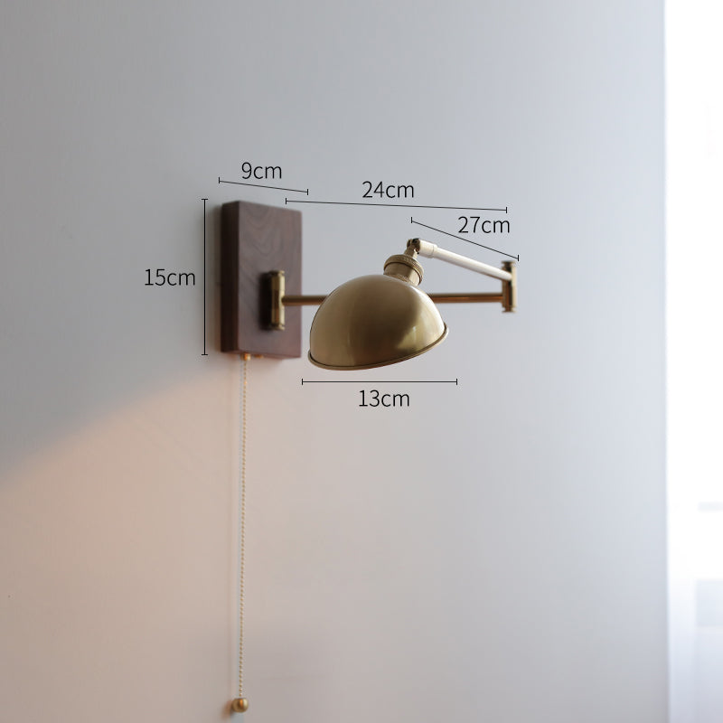 Messing Wandlamp Met Houten Plaat - 118WL