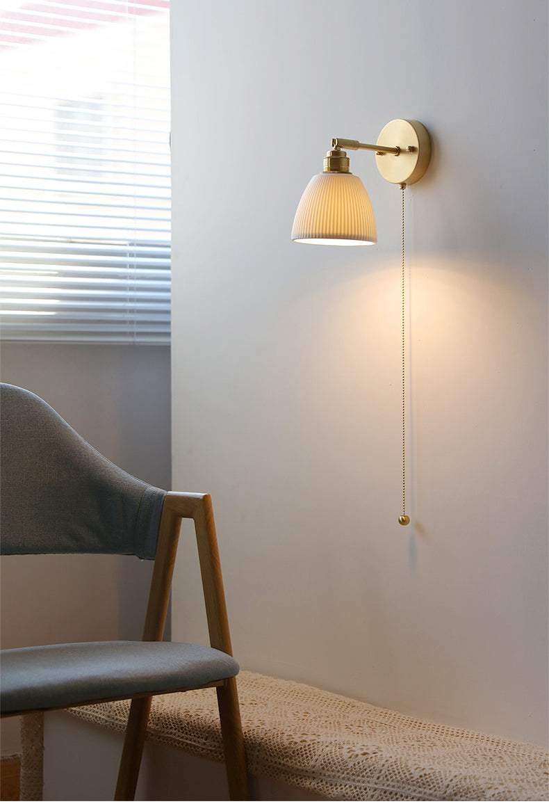 Witte keramische koperen wandlamp schans - 209ST