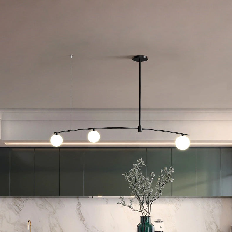 Zwarte moderne kroonluchter met matte bollen - 1LCH3