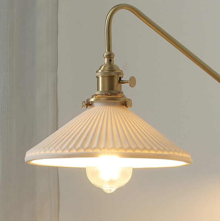 Keramische wandlamp met houten plaat - 108WL
