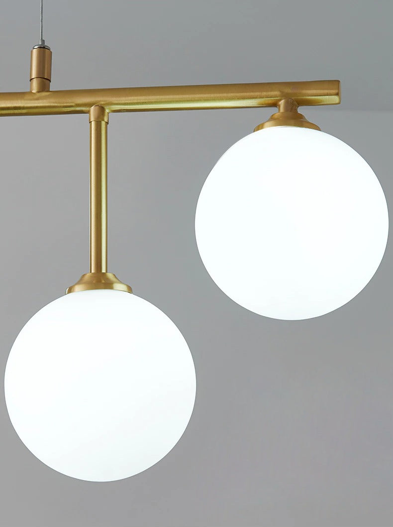 Messing Kroonluchter Met Wit Frosted Globes - 1CH5