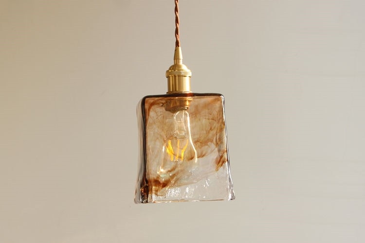 Amberkleurige glazen hanglamp - 220GPL