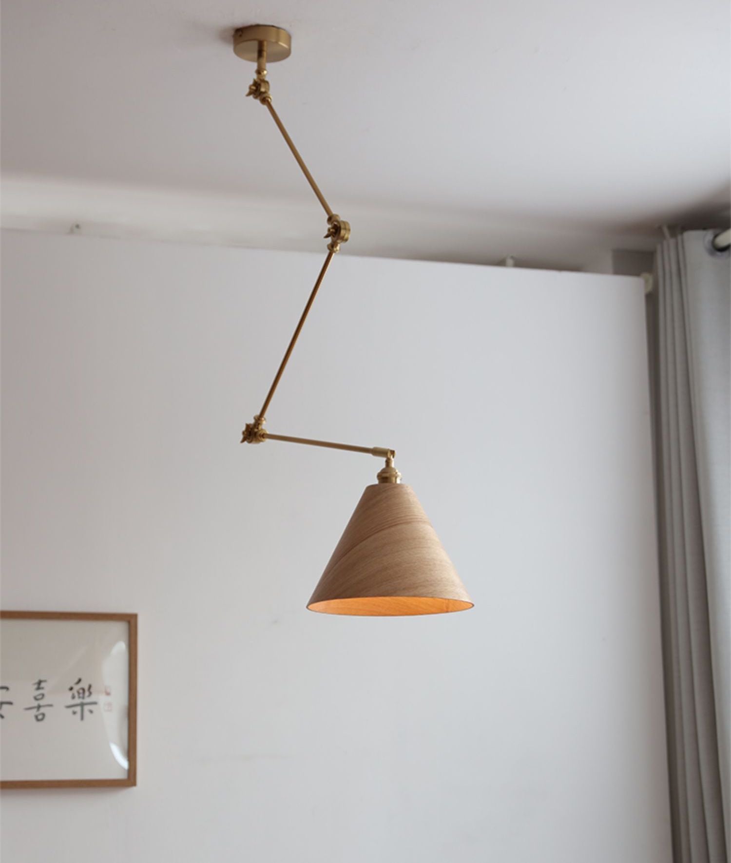 Houten messing hangende staaflamp - 101RPL