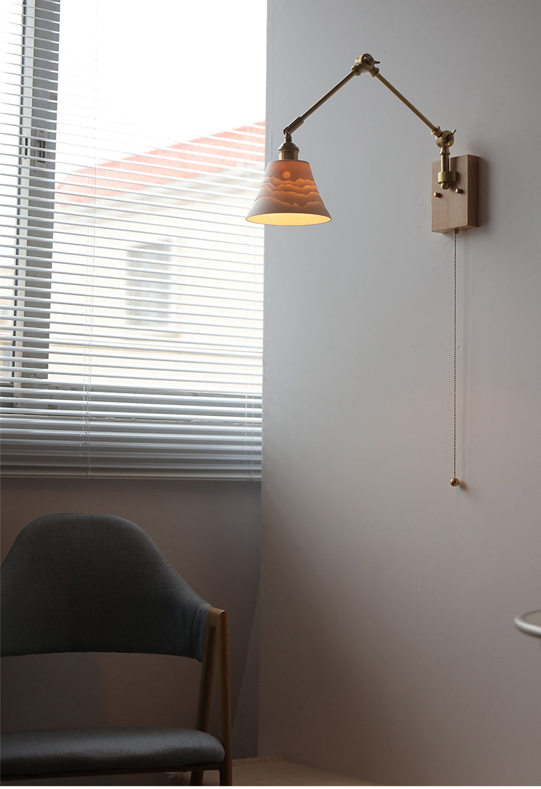 Keramische Wandlamp Met Eikenhouten Plaat - 115WL