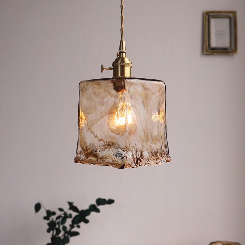 Amberkleurige glazen hanglamp - 220GPL