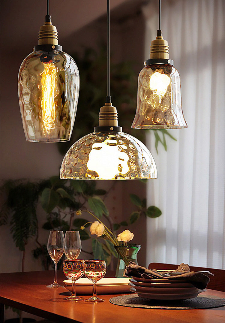 Amberkleurige glazen hanglamp - 224GPL