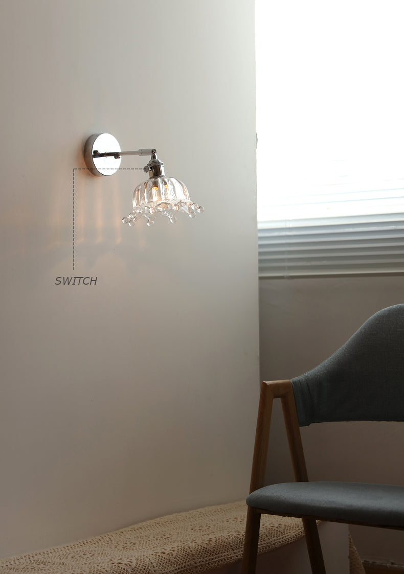 Glazen zilveren wandlamp - 207SST