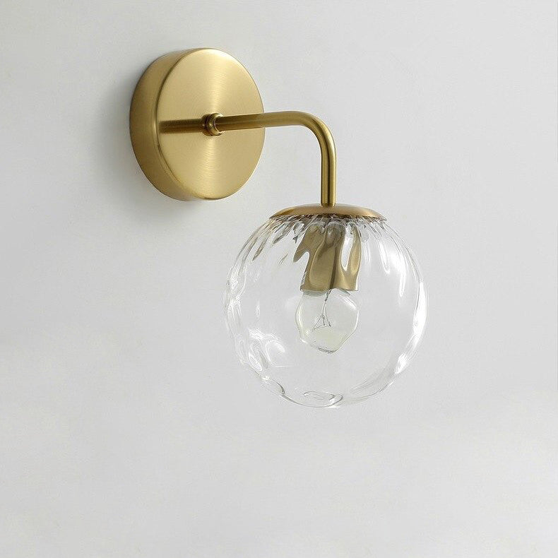 Glazen bol zwart messing wandlamp - 207GBWL