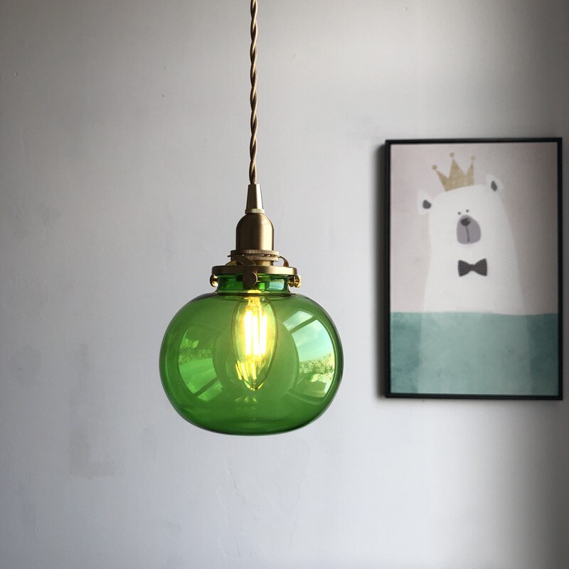 Geribbelde bolvormige glazen hanglamp - 219GPL
