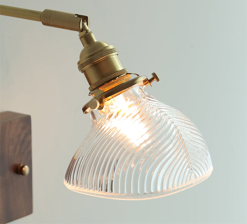 Glazen Wandlamp Met Houten Plaat - 103WL