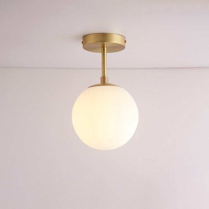 Hanglamp van wit matglas en messing - 205GPL