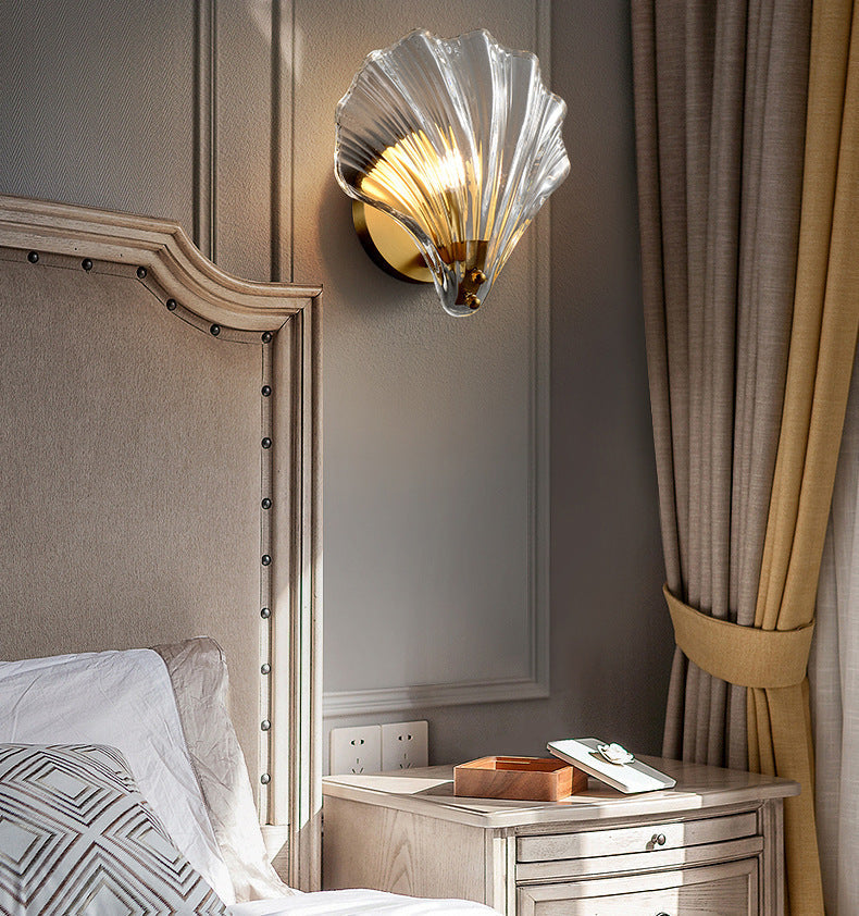 Shell Glas Messing Wandlamp - 202GBWL