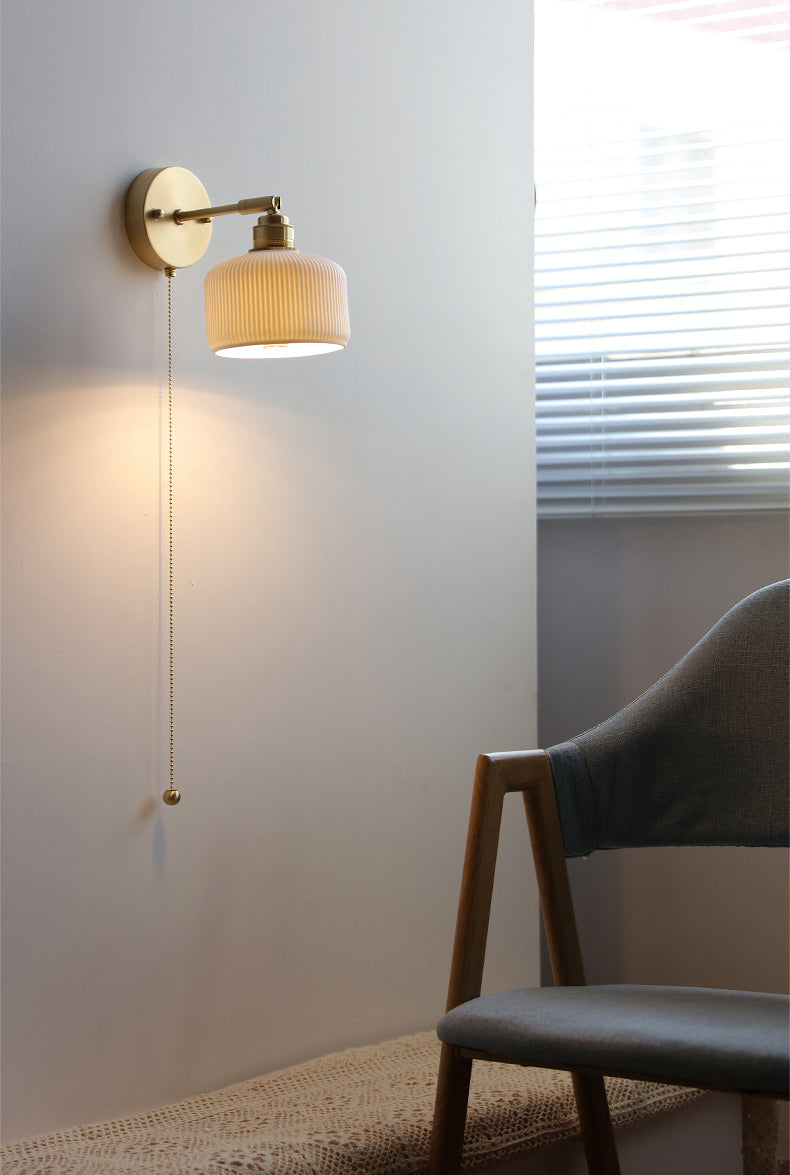 Witte keramische koperen wandlamp schans - 209ST