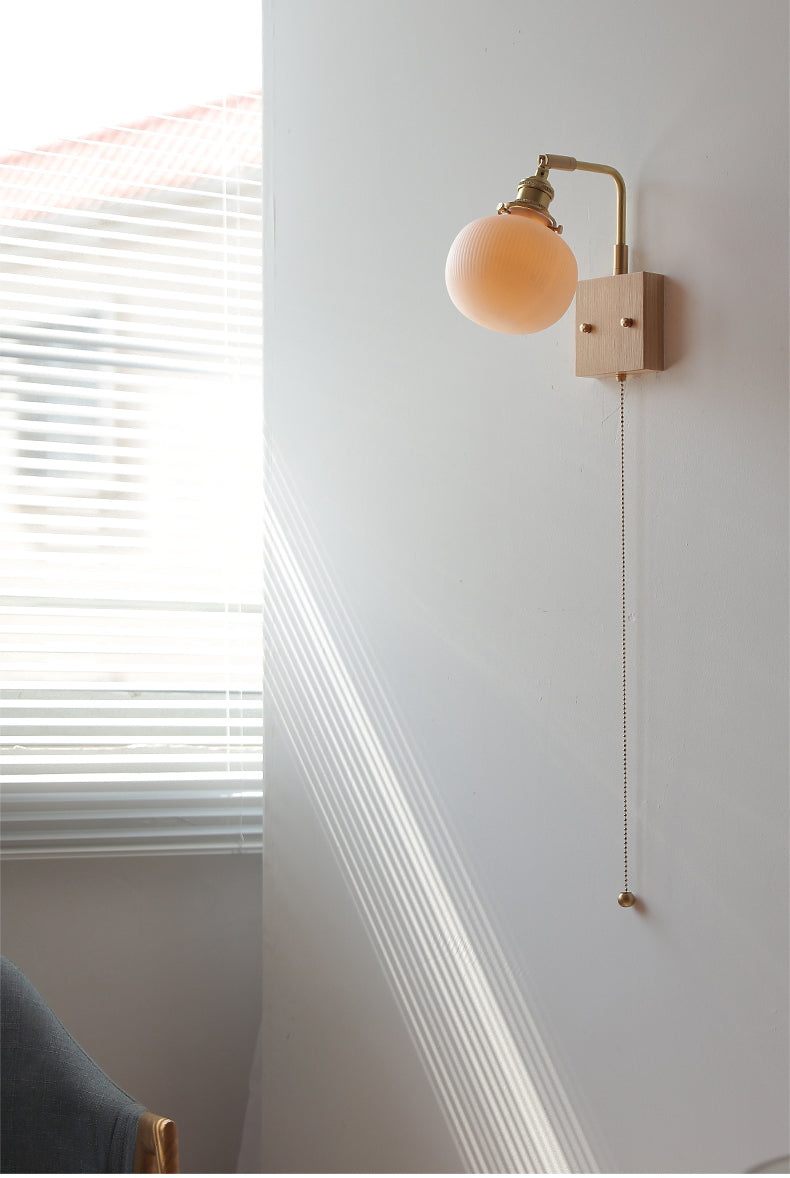 Keramische wandlamp met eikenhouten plaat - 113WL