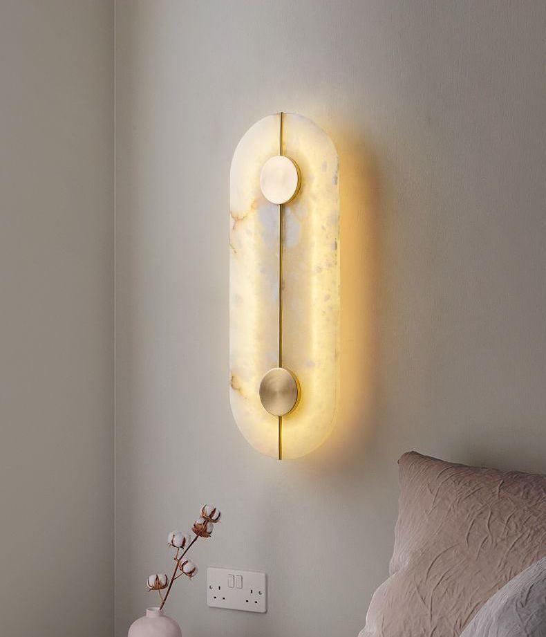 Marmeren albasten messing wandlamp - 206MWL