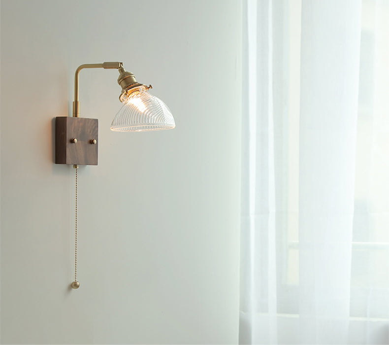 Glazen Wandlamp Met Houten Plaat - 103WL